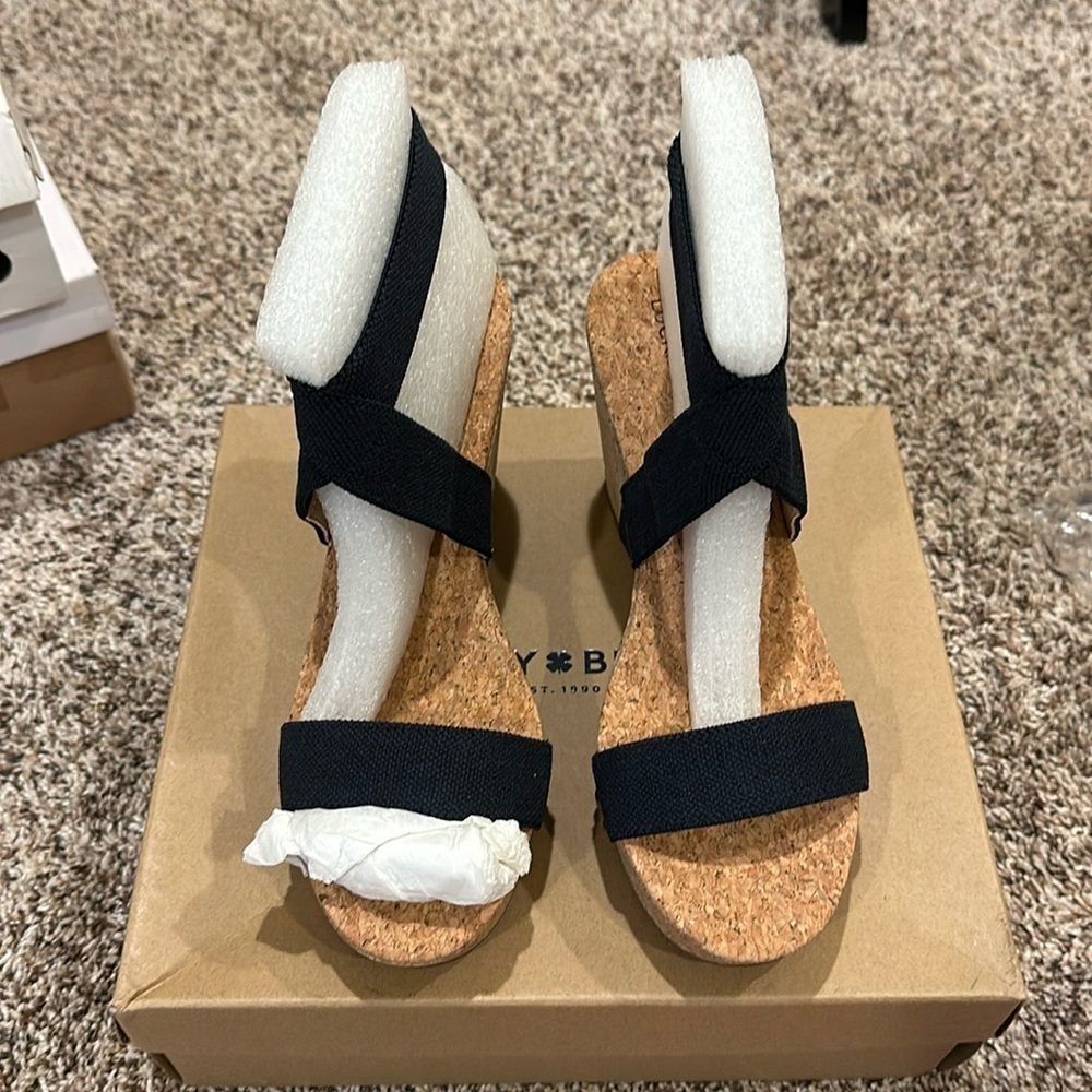 NWT LUCKY BRAND BLACK CORK WEDGES